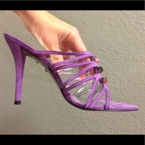 Stuart Weitzman strappy heels - Purple Suede w Box